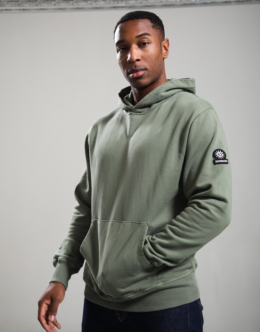Sandbanks Badge Logo Hoodie Olive