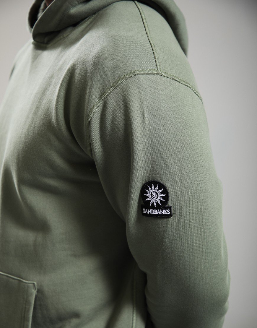 Sandbanks Badge Logo Hoodie Olive