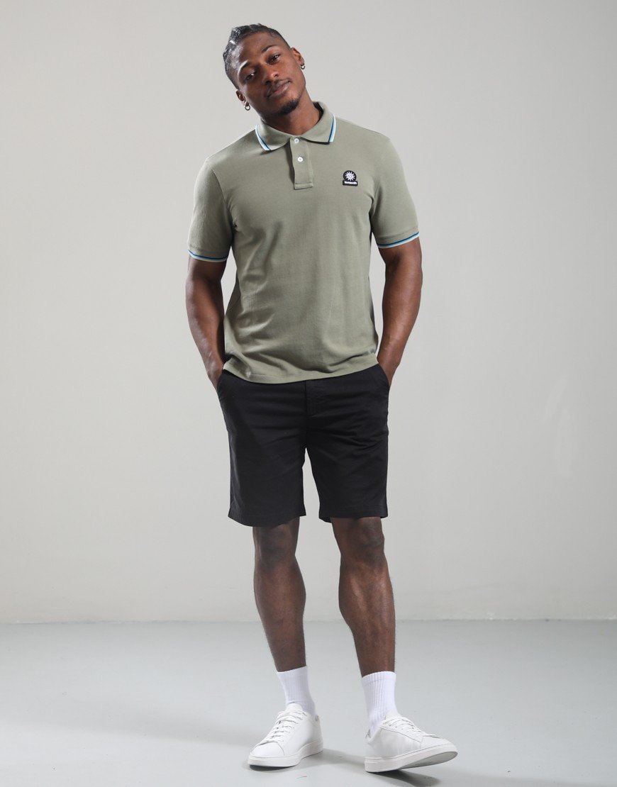 Sandbanks Badge Tipped Logo Polo Shirt Army