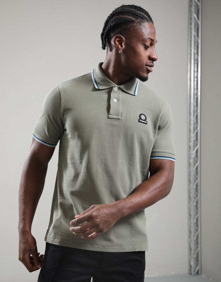 Sandbanks Badge Tipped Logo Polo Shirt Army