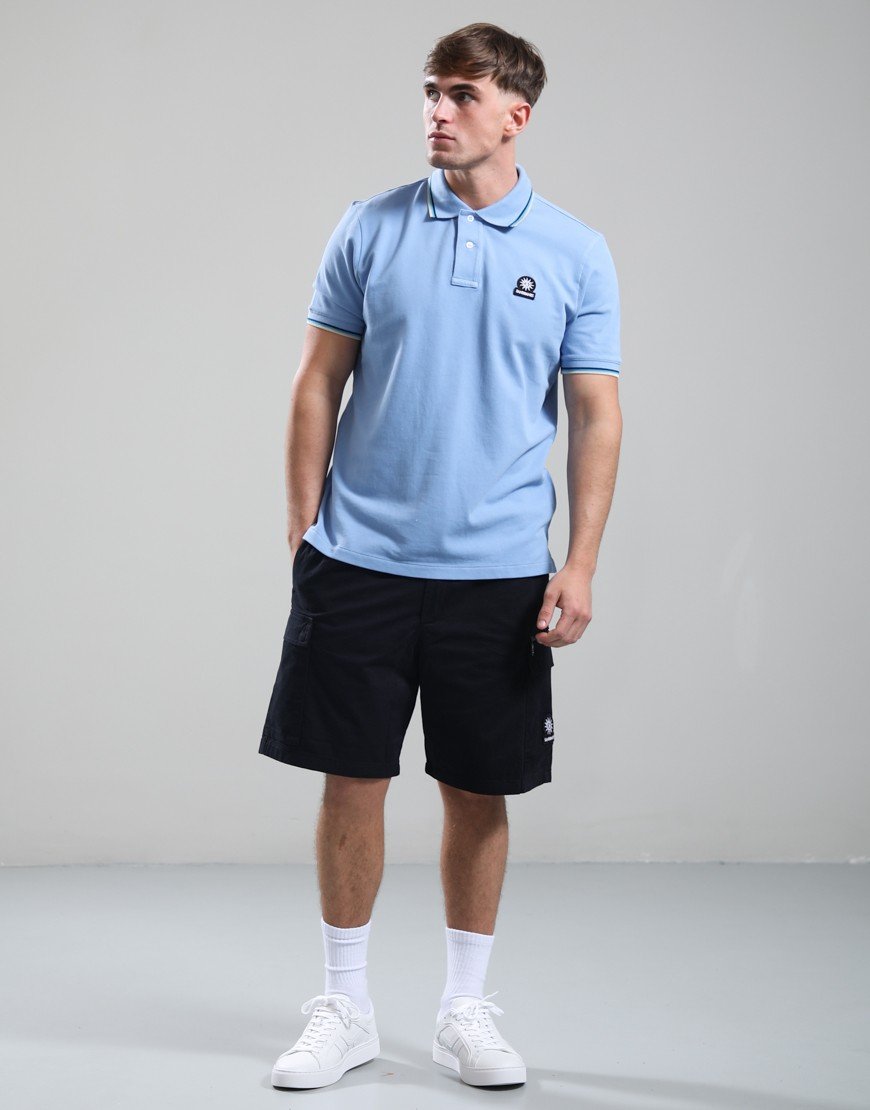 Sandbanks Badge Tipped Logo Polo Shirt Dusty Blue