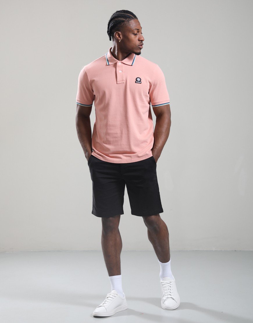 Sandbanks Badge Tipped Logo Polo Shirt Dusty Pink