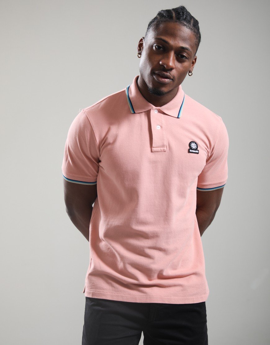 Sandbanks Badge Tipped Logo Polo Shirt Dusty Pink