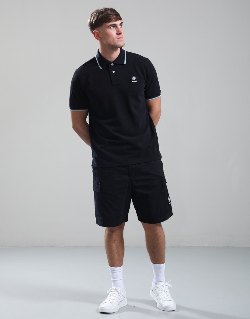 Sandbanks Badge Tipped Logo Polo Shirt Black