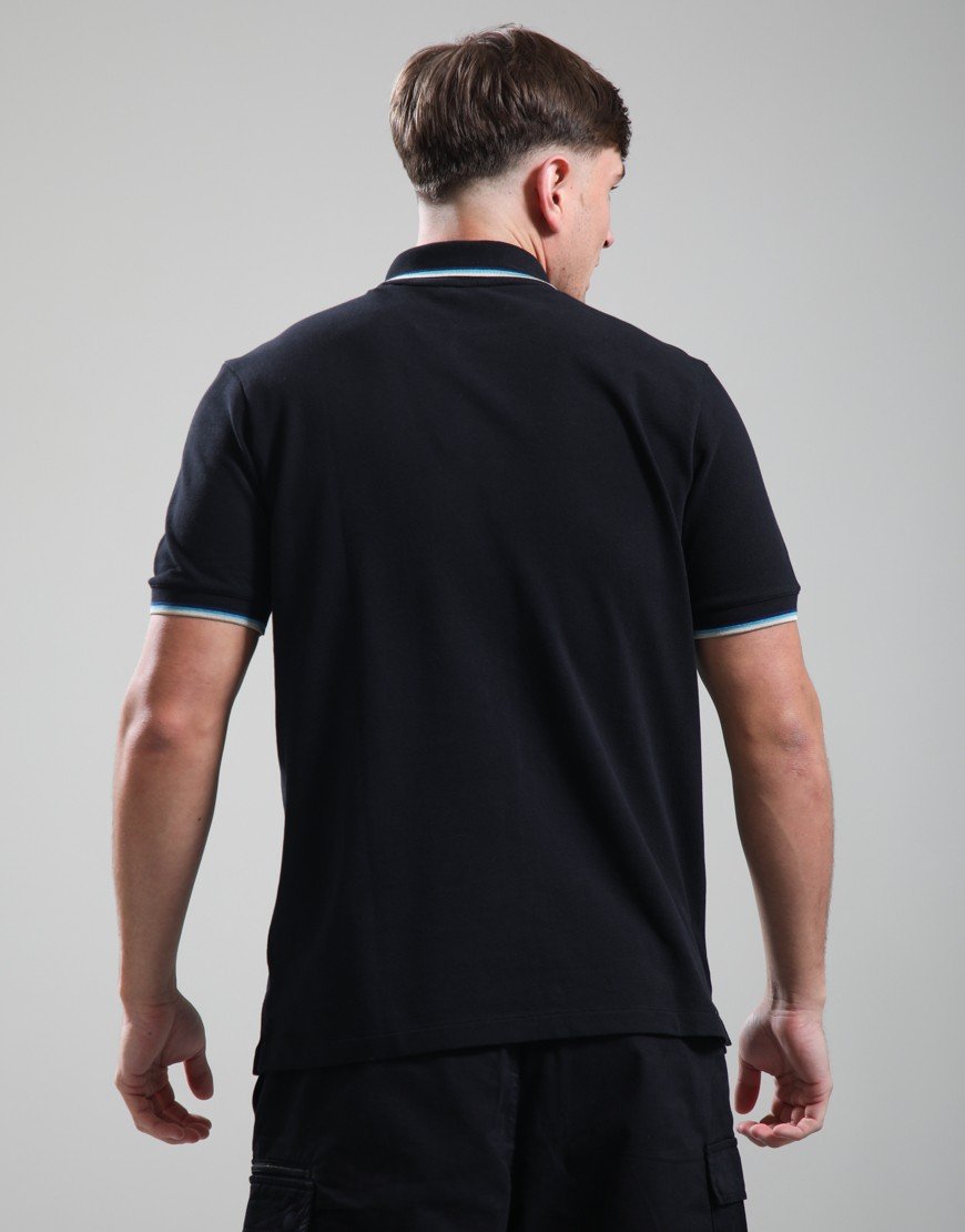 Sandbanks Badge Tipped Logo Polo Shirt Black