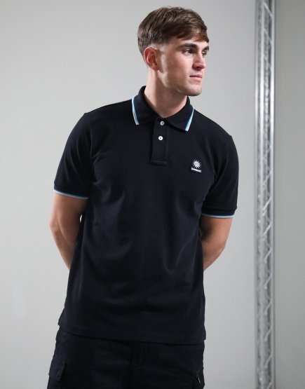 Sandbanks Badge Tipped Logo Polo Shirt Black