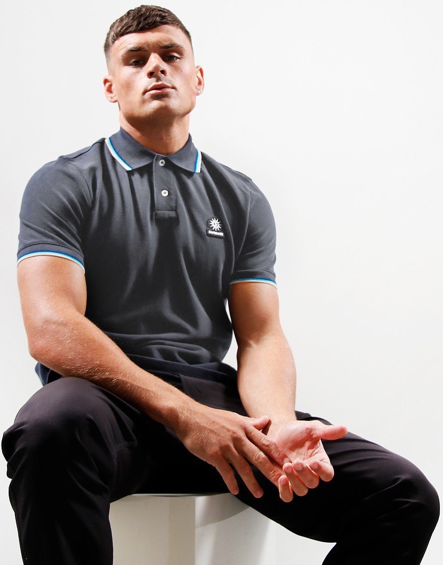 Sandbanks Badge Tipped Logo Polo Shirt Anthracite