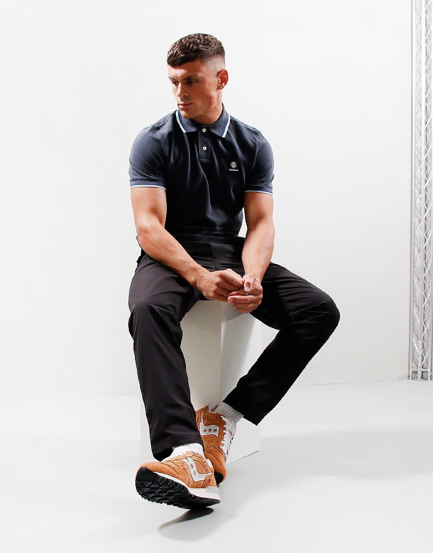 Sandbanks Badge Tipped Logo Polo Shirt Anthracite