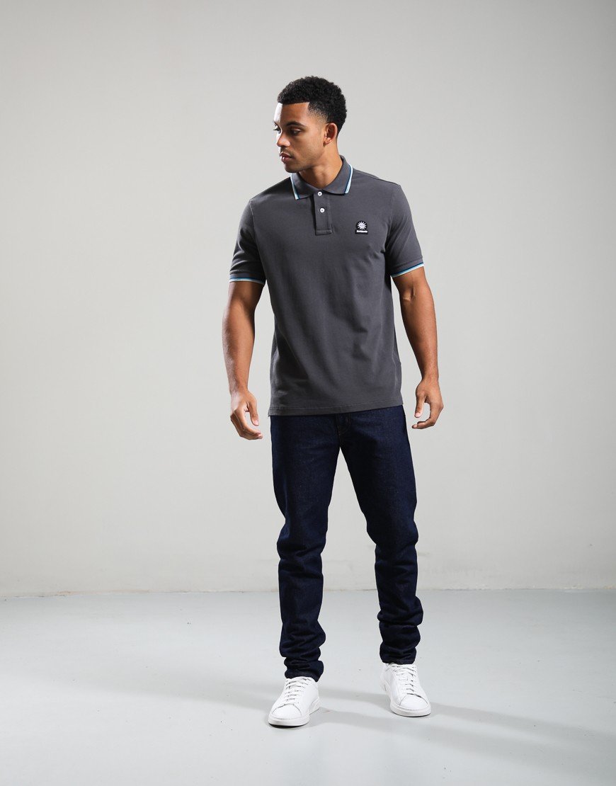 Sandbanks Badge Tipped Logo Polo Shirt Anthracite