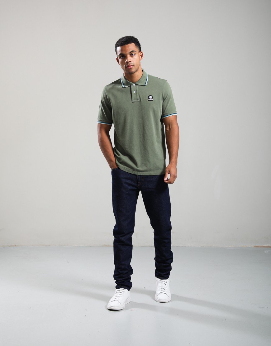 Sandbanks Badge Tipped Logo Polo Shirt Olive