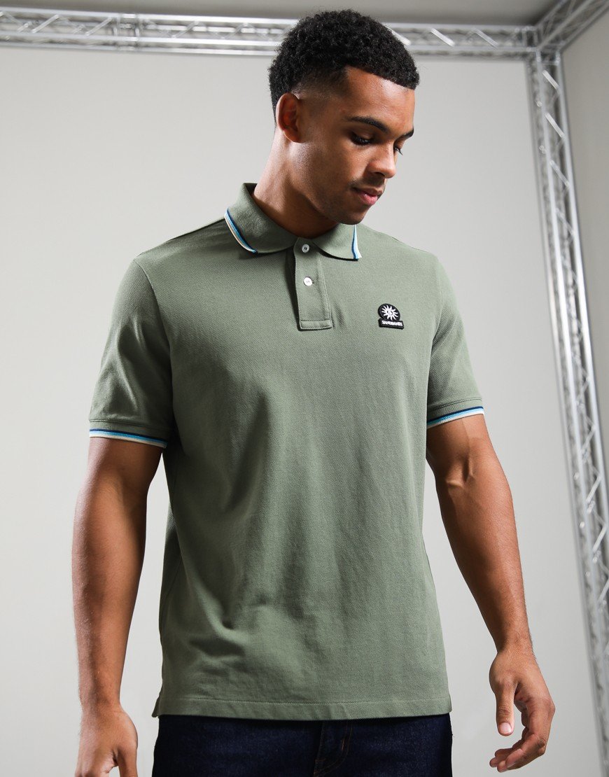 Sandbanks Badge Tipped Logo Polo Shirt Olive