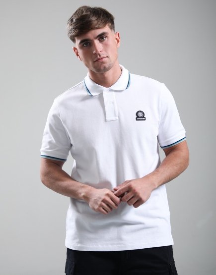 Sandbanks Badge Tipped Logo Polo Shirt White