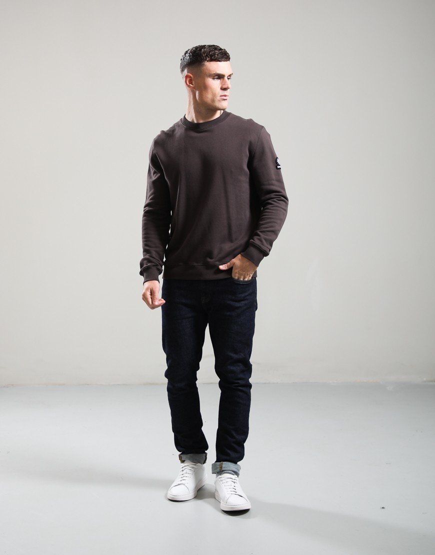 Sandbanks Badge Logo Crew Sweat Brown