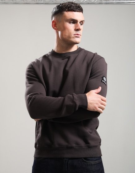 Sandbanks Badge Logo Crew Sweat Brown