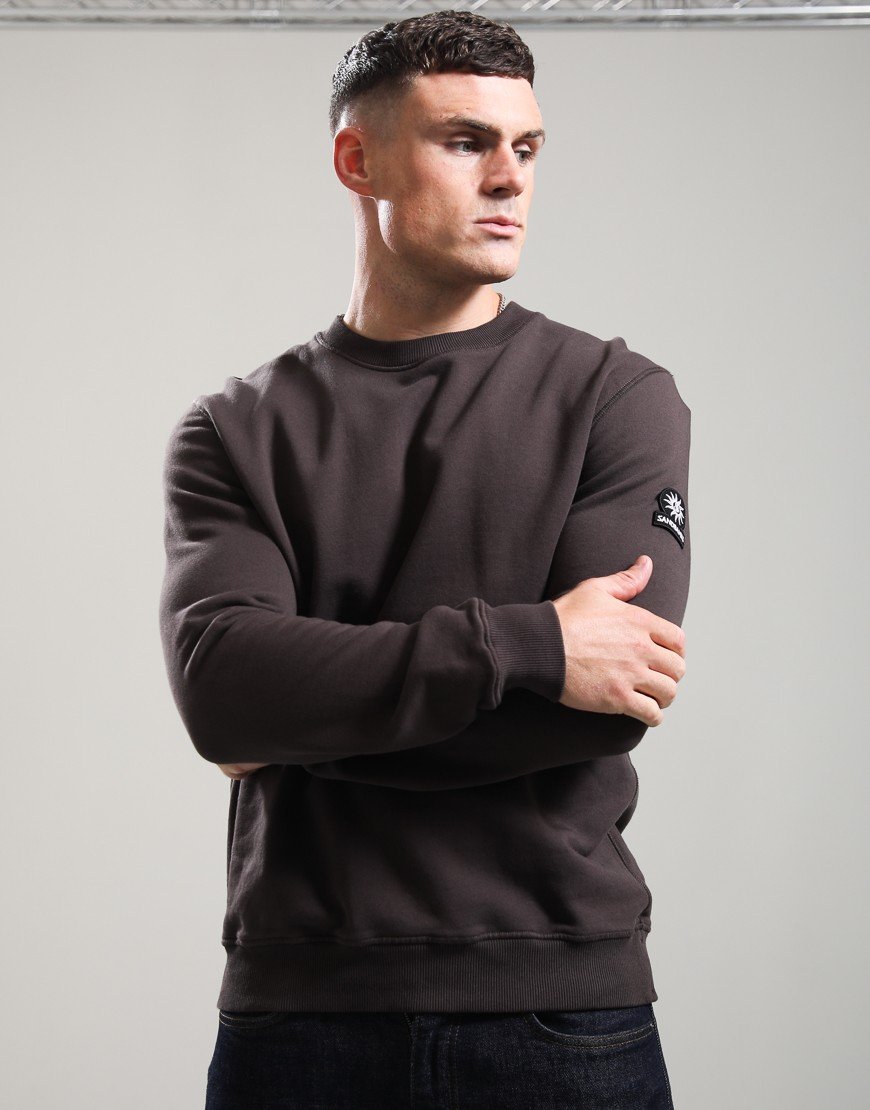 Sandbanks Badge Logo Crew Sweat Brown