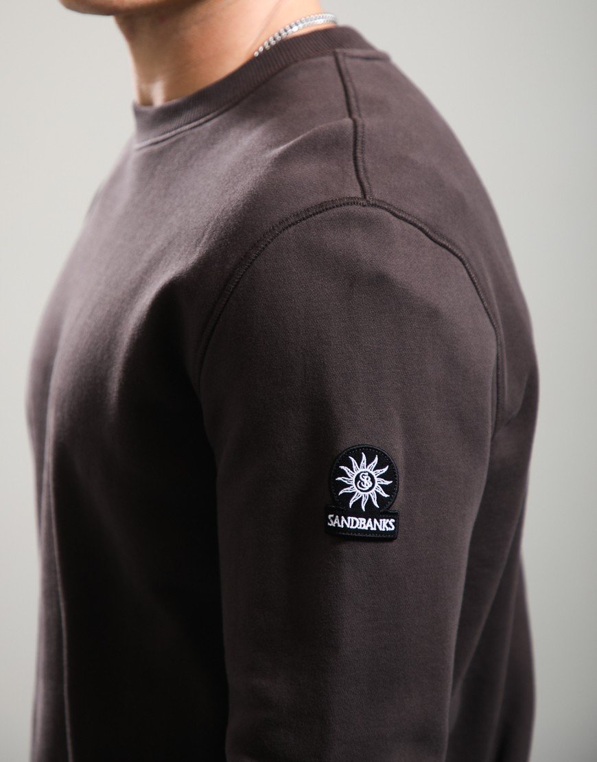 Sandbanks Badge Logo Crew Sweat Brown