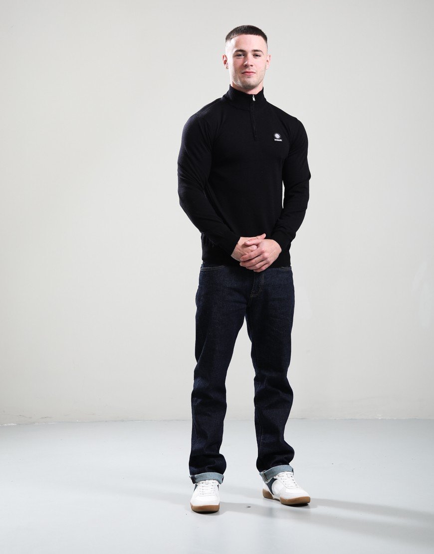 Sandbanks FIne Gauge 1/4 Zip Knit Black