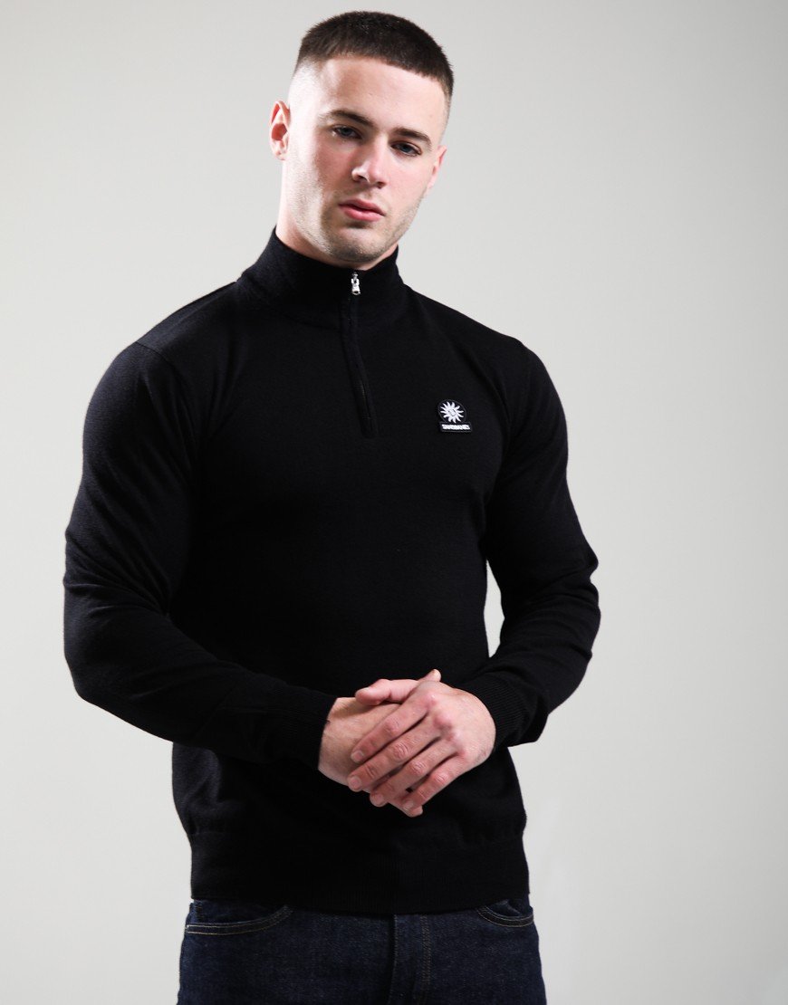 Sandbanks FIne Gauge 1/4 Zip Knit Black