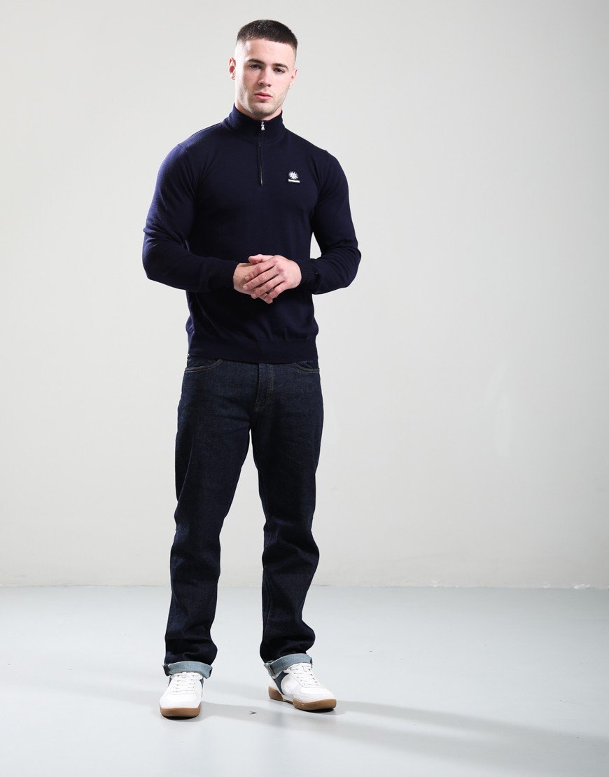 Sandbanks Fine Gauge 1/4 Zip Knit Navy