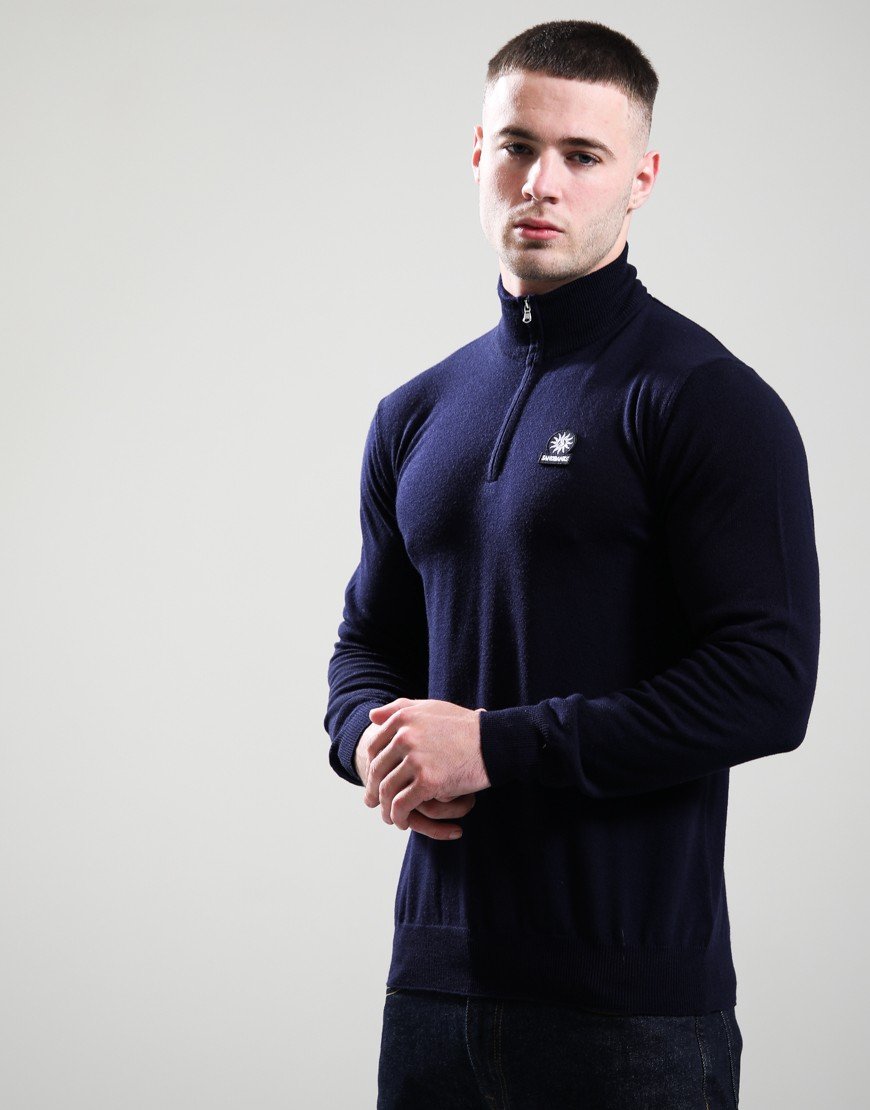 Sandbanks Fine Gauge 1/4 Zip Knit Navy