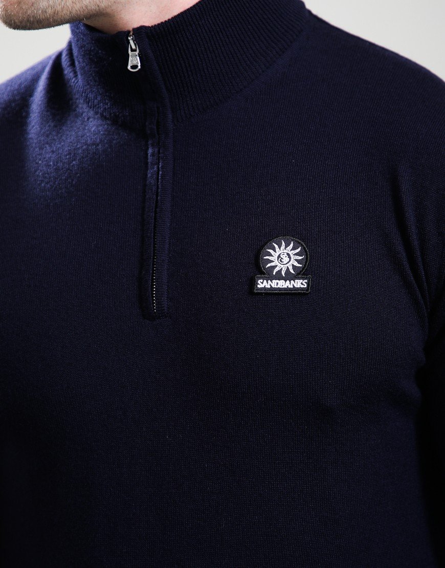 Sandbanks Fine Gauge 1/4 Zip Knit Navy