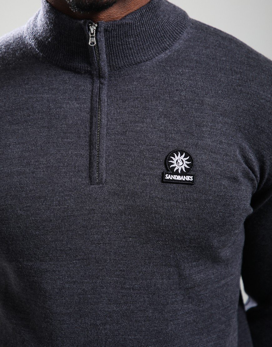Sandbanks Fine Gauge 1/4 Zip Knit Anthracite