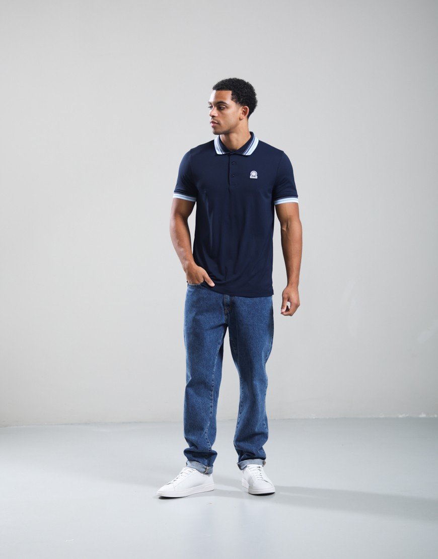 Sandbanks Gradient Rib Polo Shirt Navy
