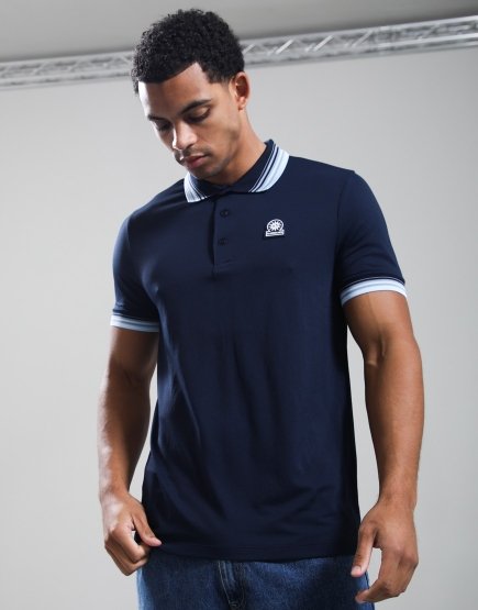 Sandbanks Gradient Rib Polo Shirt Navy
