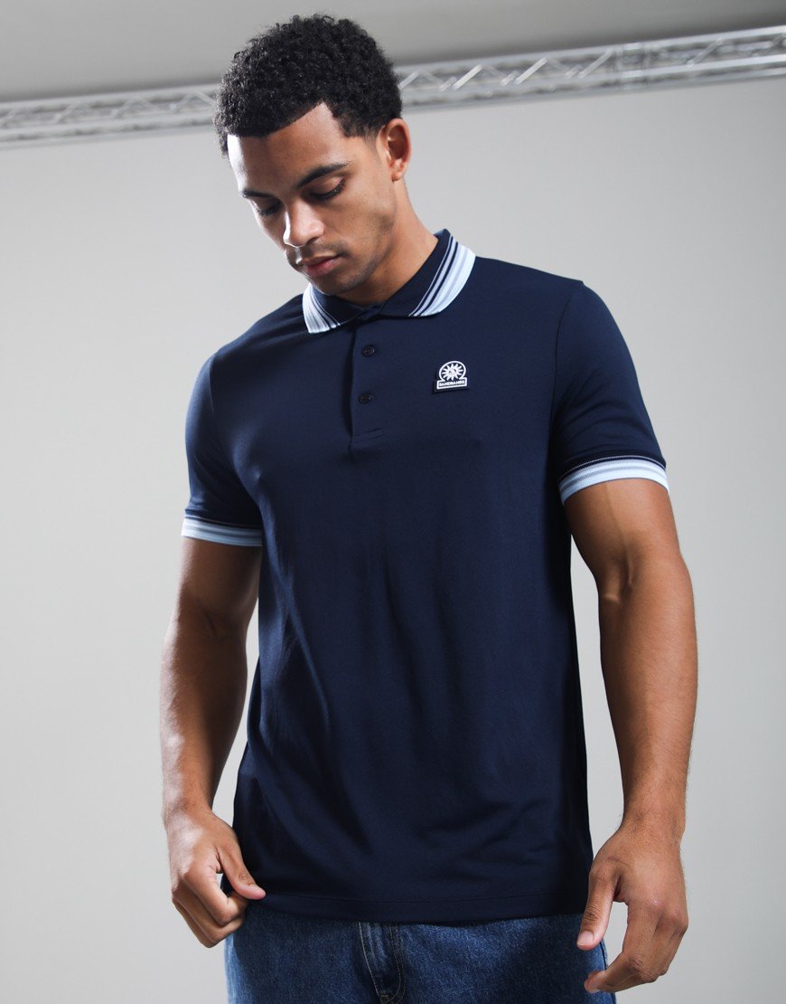 Sandbanks Gradient Rib Polo Shirt Navy