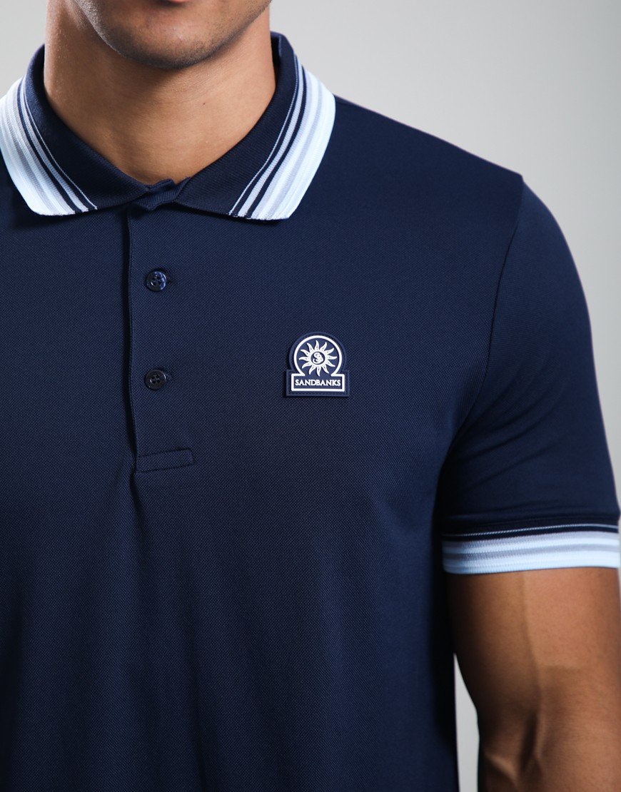 Sandbanks Gradient Rib Polo Shirt Navy