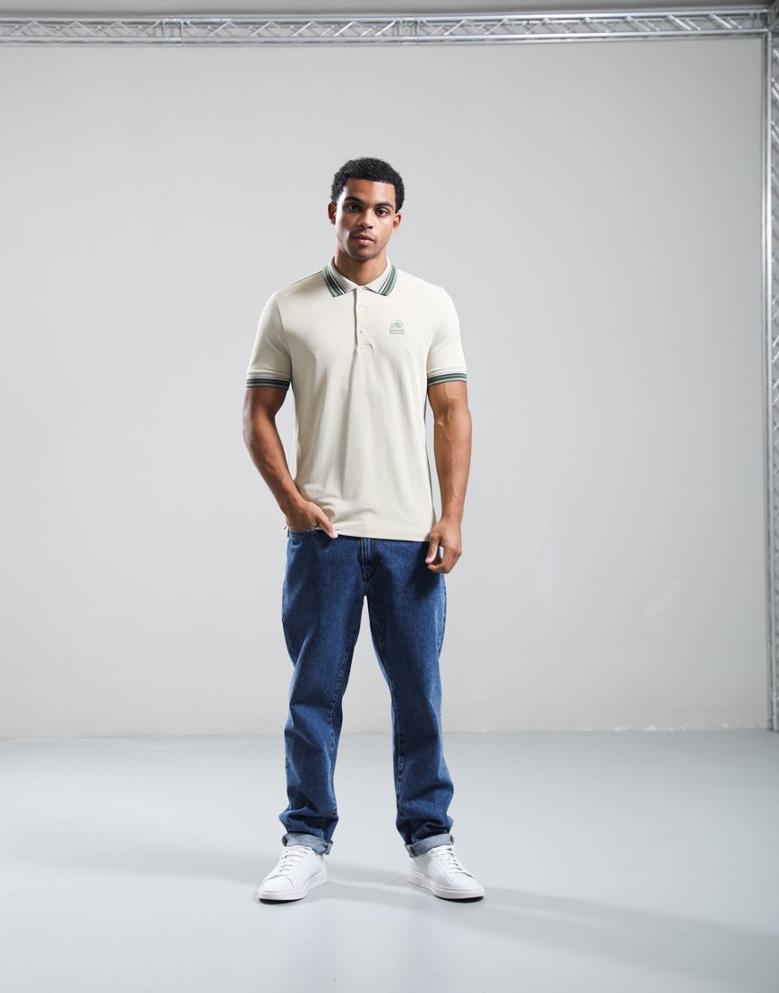 Sandbanks Gradient Rib Polo Shirt Stone