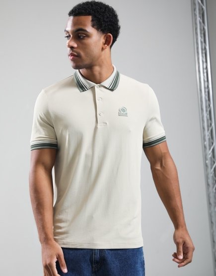 Sandbanks Gradient Rib Polo Shirt Stone