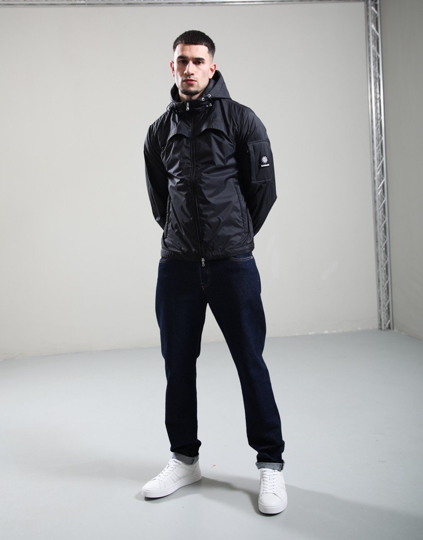 Sandbanks Hooded Nylon Windbreaker Black
