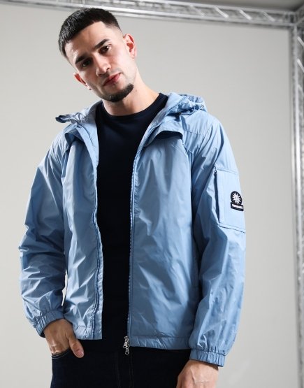 Sandbanks Hooded Nylon Windbreaker Dusty Blue