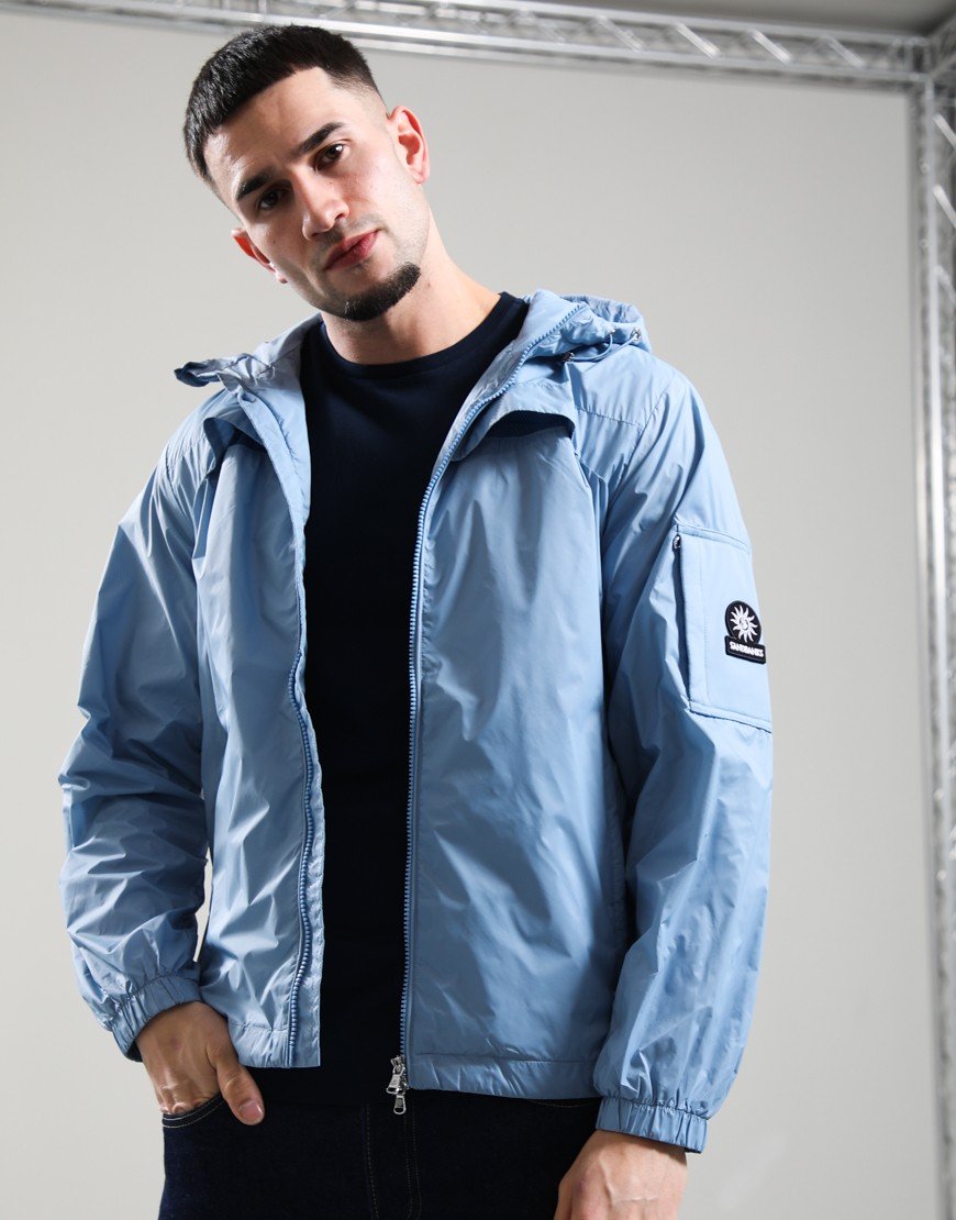 Sandbanks Hooded Nylon Windbreaker Dusty Blue