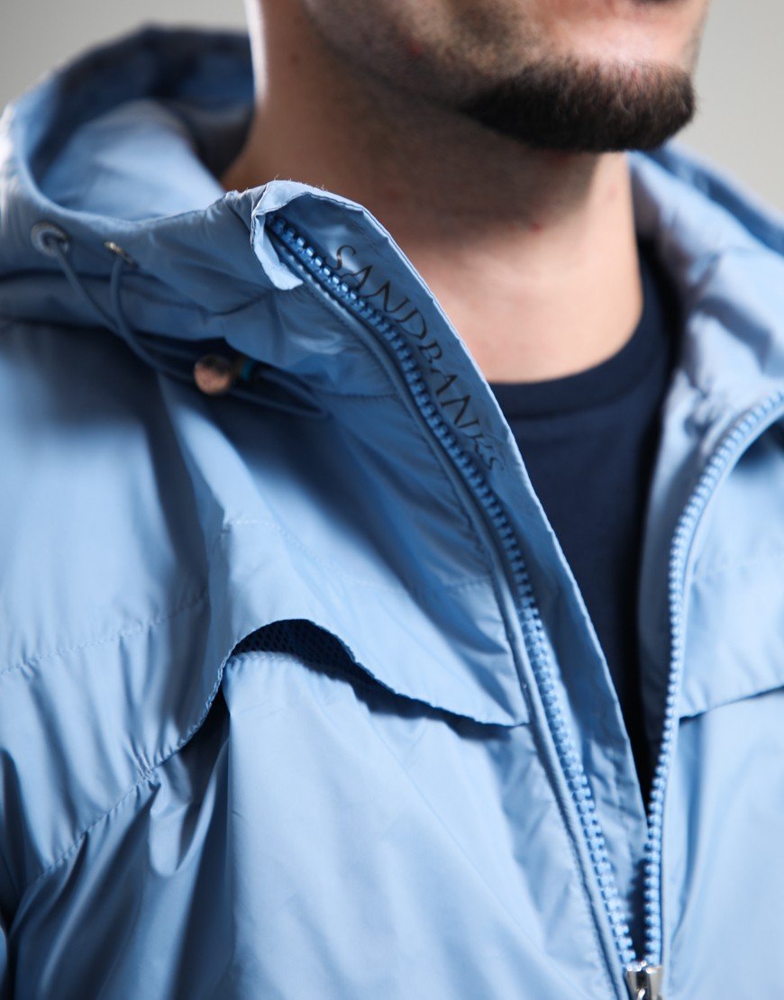 Sandbanks Hooded Nylon Windbreaker Dusty Blue