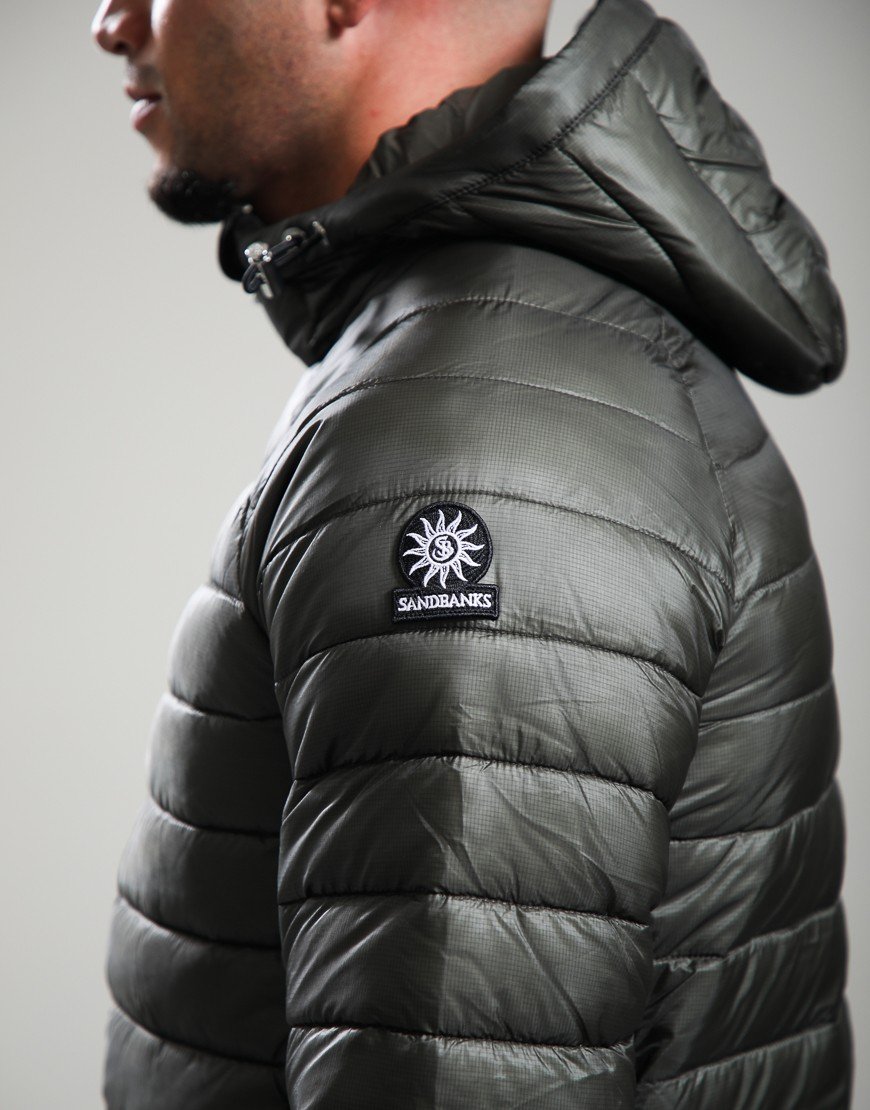 Sandbanks hooded Ripstop Micro Puffer Jacket Olive