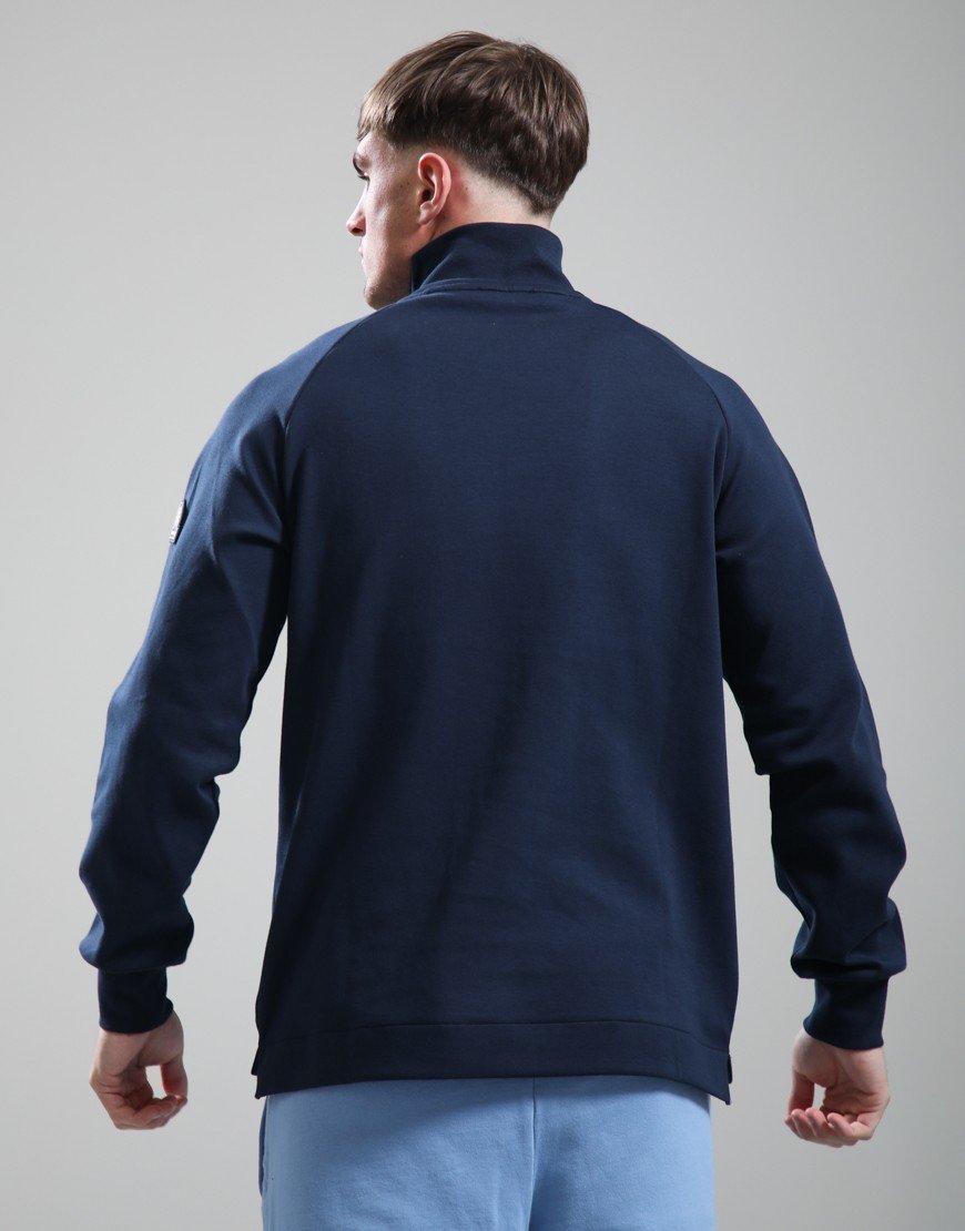 Sandbanks Interlock Quarter Zip Sweat Navy