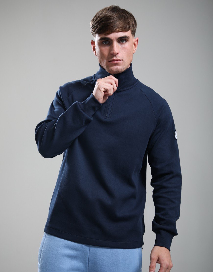 Sandbanks Interlock Quarter Zip Sweat Navy