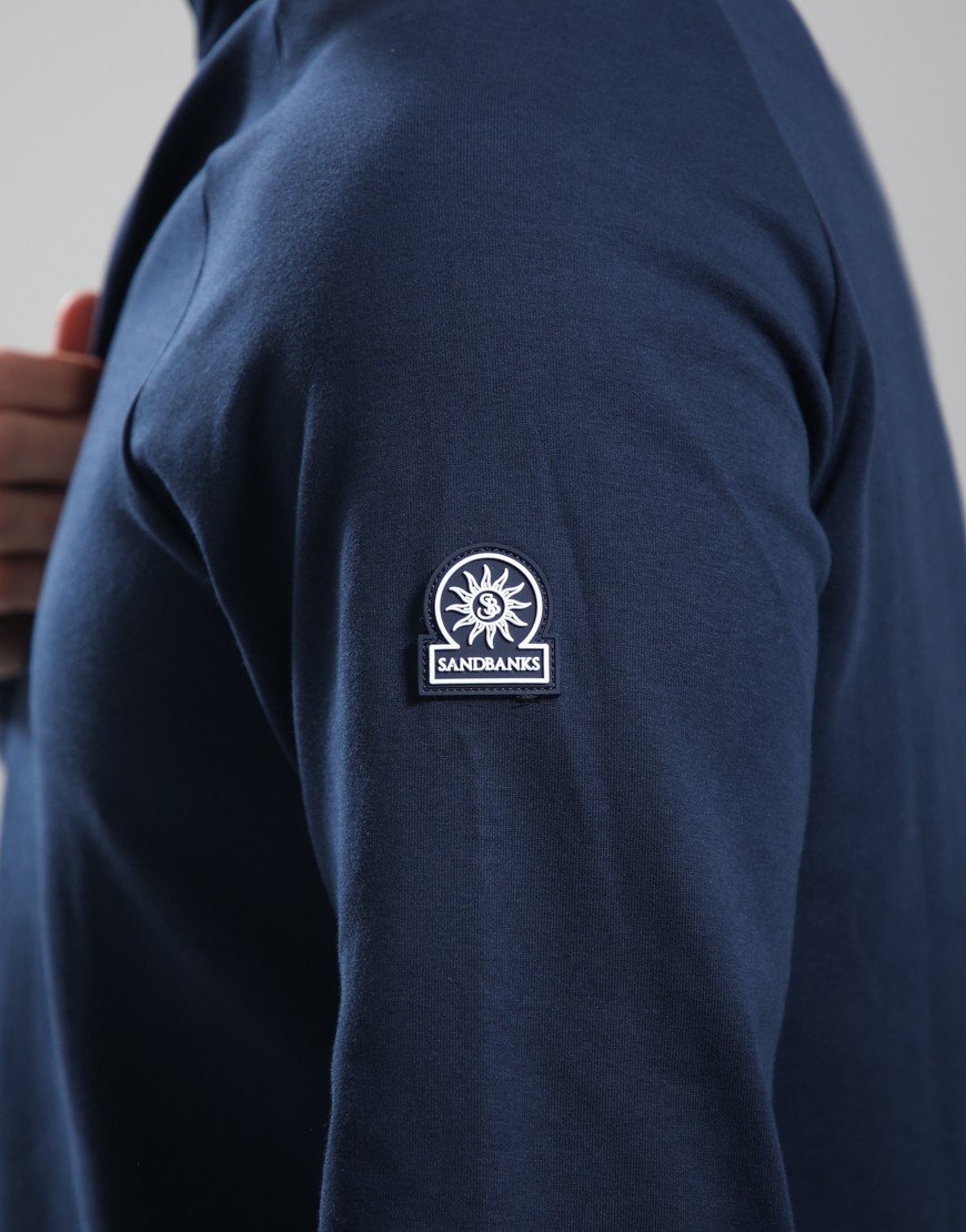 Sandbanks Interlock Quarter Zip Sweat Navy