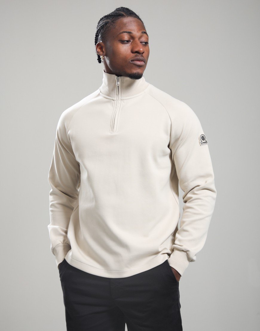 Sandbanks Interlock Quarter Zip Sweat Stone