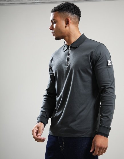 Sandbanks Silicone Zip Long Sleeve Polo Shirt Anthracite Sandbanks Silicone Zip Long Sleeve Polo Shirt Anthracite