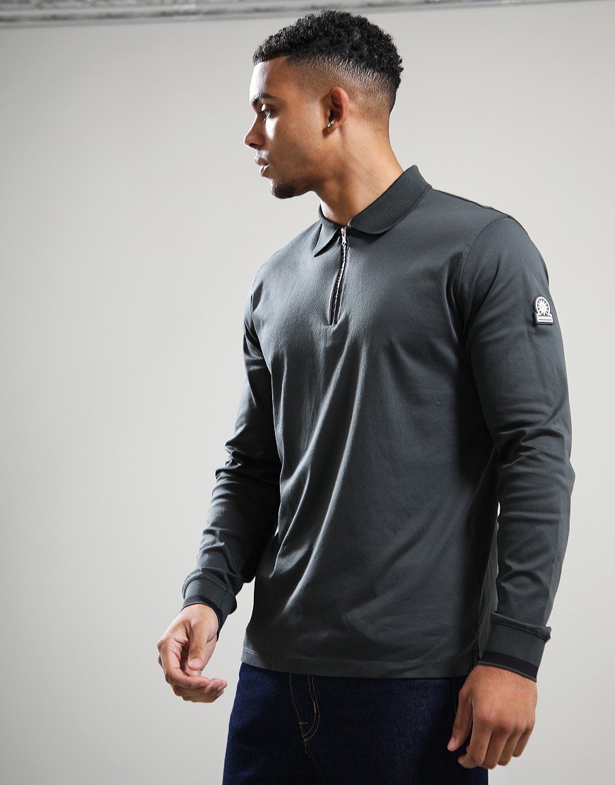 Sandbanks Silicone Zip Long Sleeve Polo Shirt Anthracite