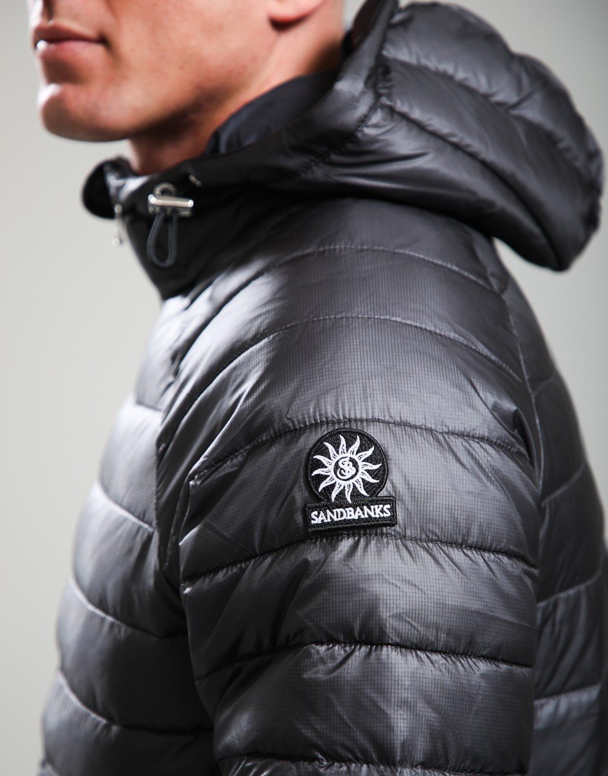Sandbanks Ragland Hooded Ripstop Micro Puffer Jacket Anthracite