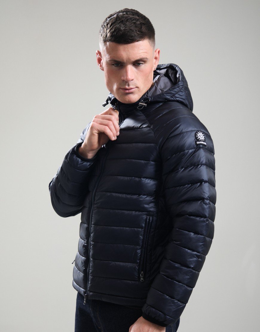 Sandbanks Ragland Hooded Ripstop Micro Puffer Navy