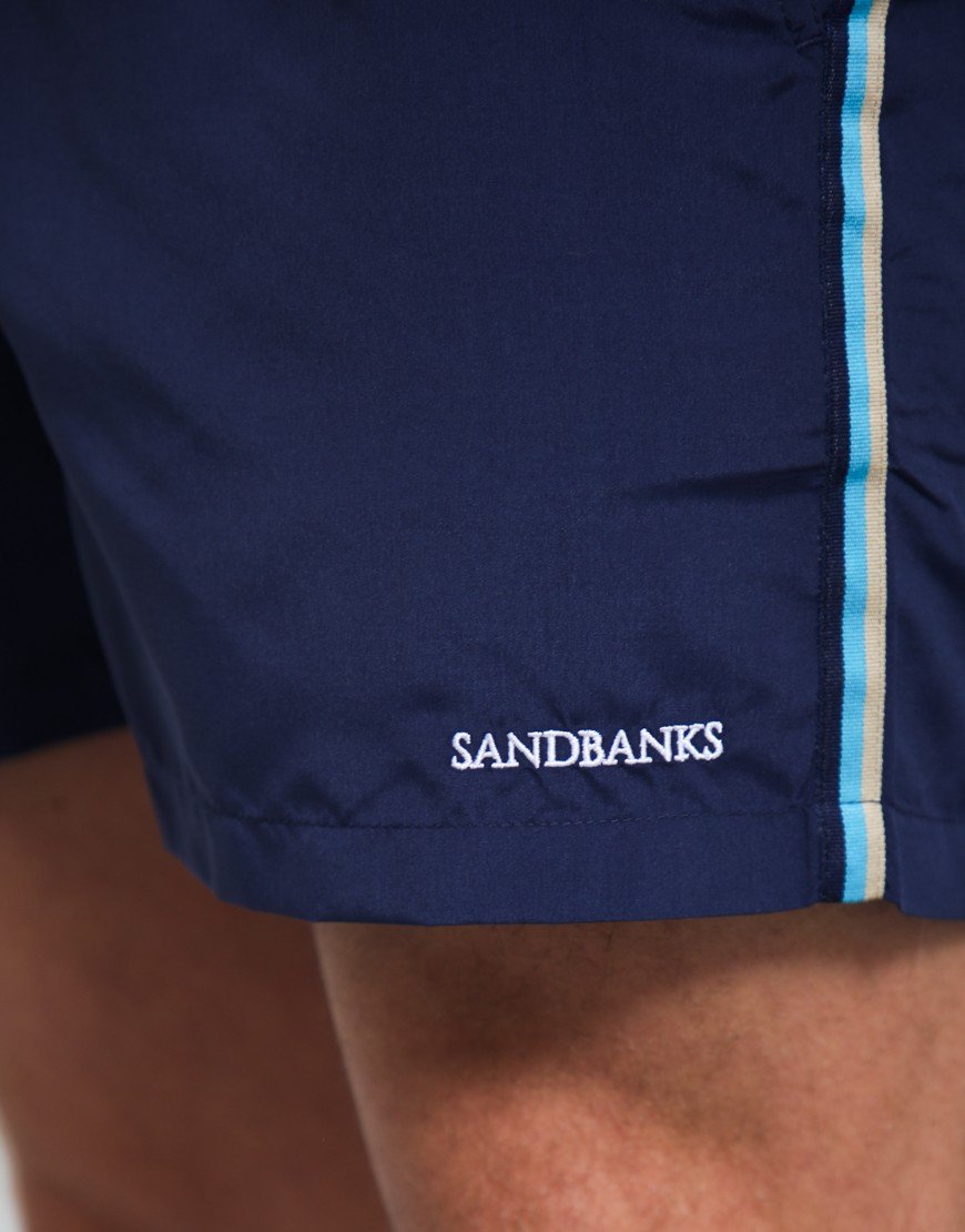 Sandbanks Side Stripe Swim Shorts Navy