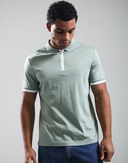 Sandbanks Silicone Zip Polo Shirt Sage