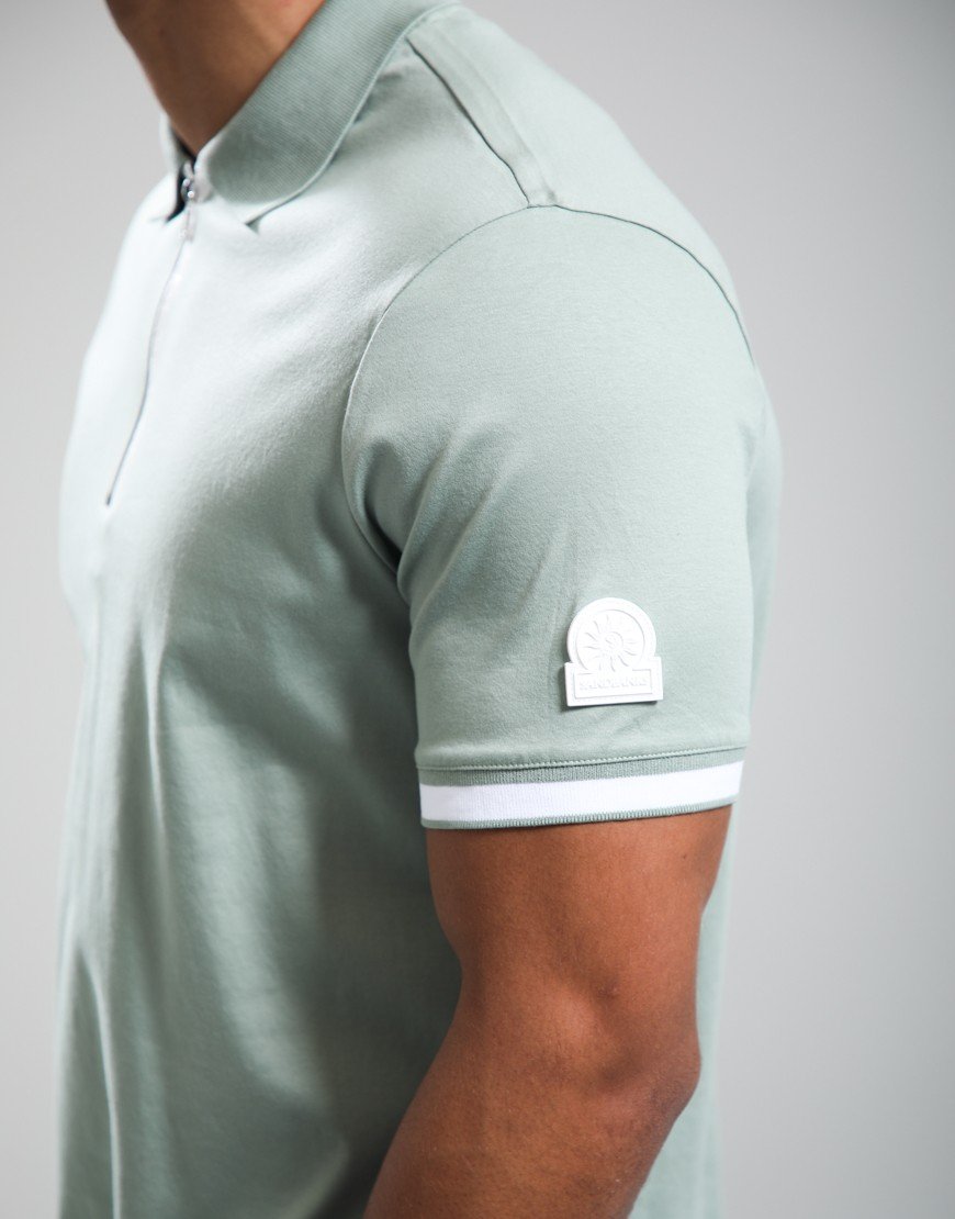 Sandbanks Silicone Zip Polo Shirt Sage