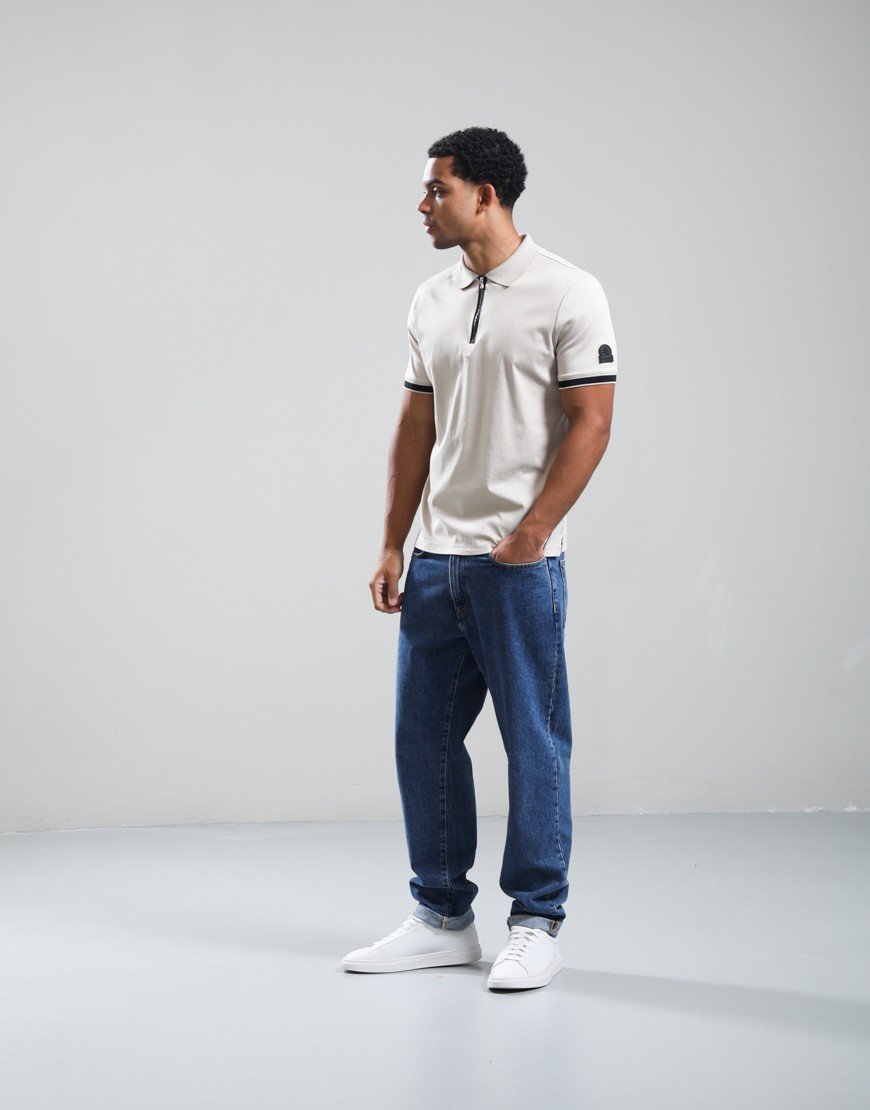 Sandbanks Silicone Zip Polo Shirt Stone