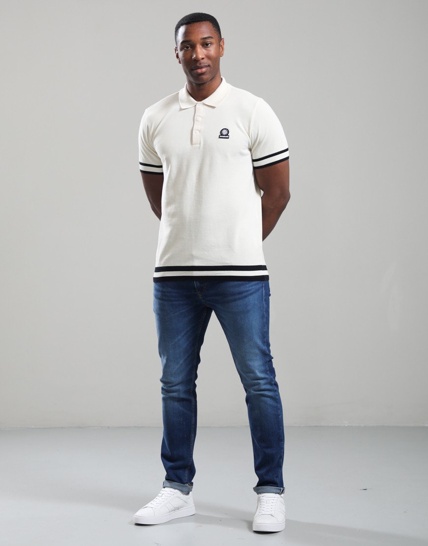 Sandbanks Stripe Hem Polo Shirt Ecru
